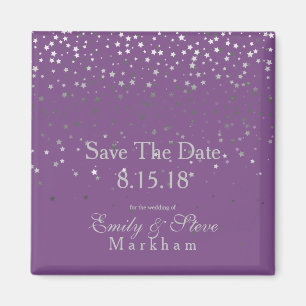 Save the Date Petite Silver Stars Magnet-Lila Magnet