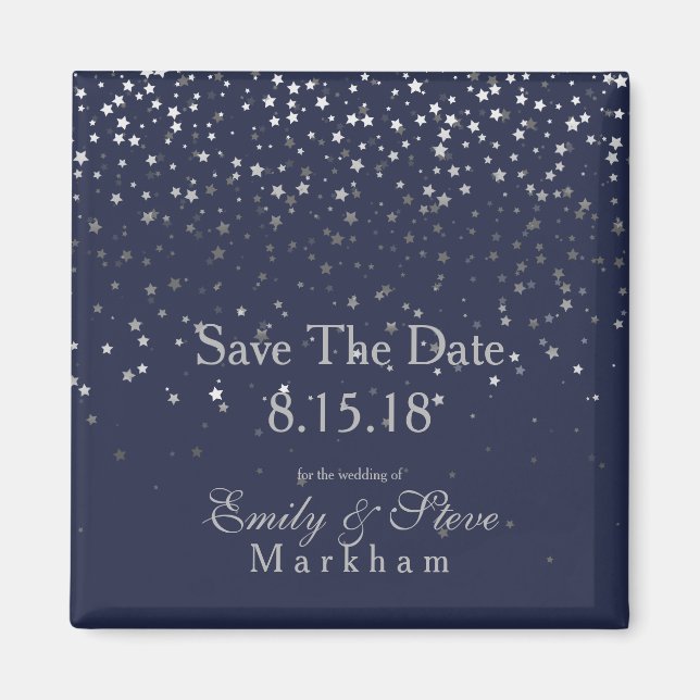 Save the Date Petite Silver Stars Magnet-MDNGT Magnet (Vorne)