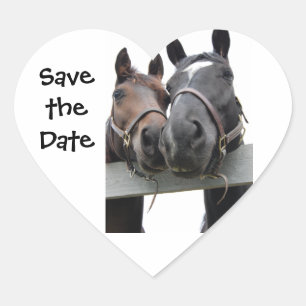 Save the Date Pferdeschlittenhochzeit Herz-Aufkleber