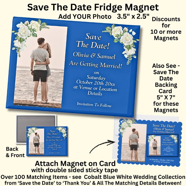 Save The Date, Photo - Blue White Fridge  Magnet (Von Creator hochgeladen)