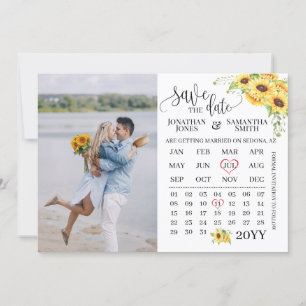 Save the Date Photo calendar sunflowers wedding Einladung