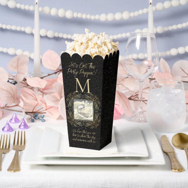 Save the Date Photo Elegant Gold Foil Dots Look Geschenkschachtel (Hochzeit)