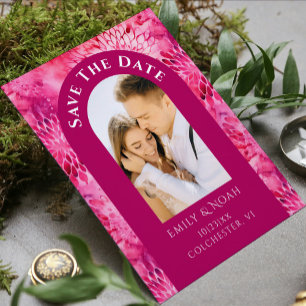 Save the Date Pink Dahlia Wasserfarben Magnet