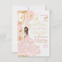 Save the Date Pink Gold Quinceanera