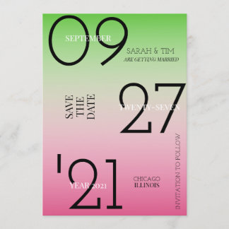 Save the Date - Pink & Green Ombre Einladung
