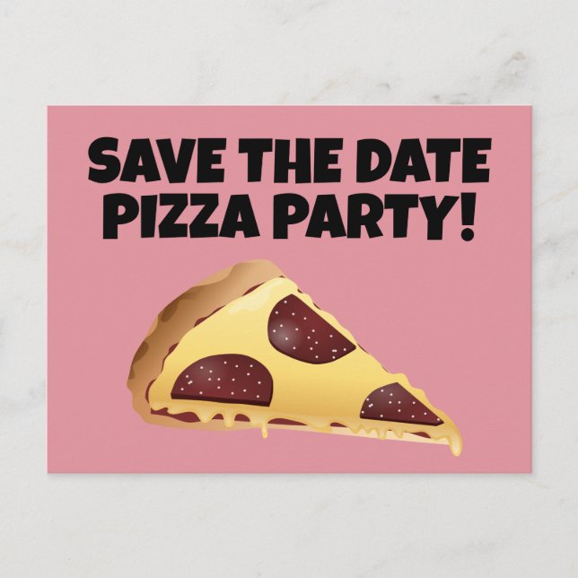 SAVE THE DATE PIZZA-PARTY EINLADUNGEN Postkarten (Vorderseite)