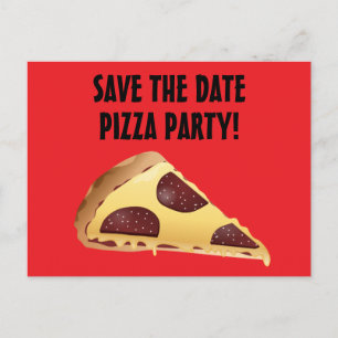 SAVE THE DATE PIZZA-PARTY EINLADUNGEN Postkarten
