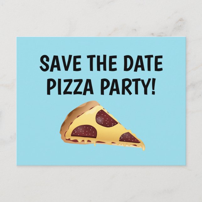 SAVE THE DATE PIZZA-PARTY EINLADUNGEN Postkarten (Vorderseite)