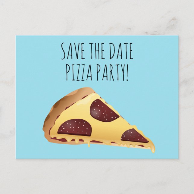 SAVE THE DATE PIZZA-PARTY EINLADUNGEN Postkarten (Vorderseite)