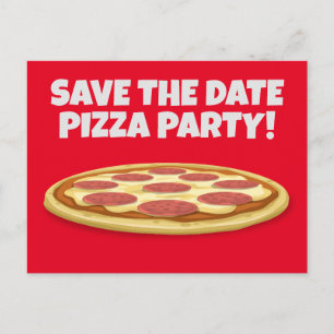 SAVE THE DATE PIZZA-PARTY EINLADUNGEN Postkarten