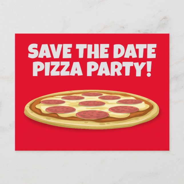 SAVE THE DATE PIZZA-PARTY EINLADUNGEN Postkarten (Vorderseite)