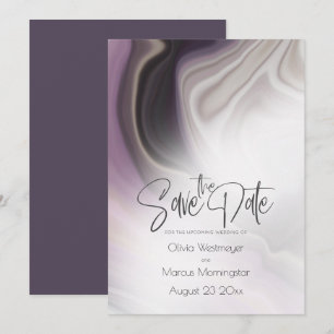Save The Date Plum Misty Marble Einladung