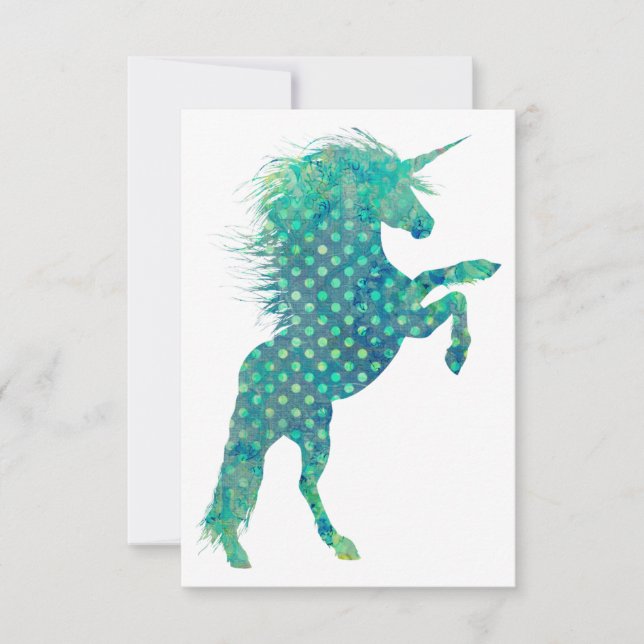 Save the Date Polka Dot Blue Unicorn (Vorderseite)