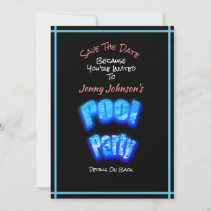 Save the Date Pool Girl Party Geburtstagseinladung