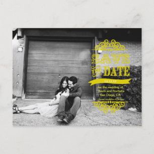 Save the Date Post Card Gelbe Moderne Hochzeit Ankündigungspostkarte