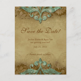Save the Date Postcard Antique Verdigris Ankündigungspostkarte