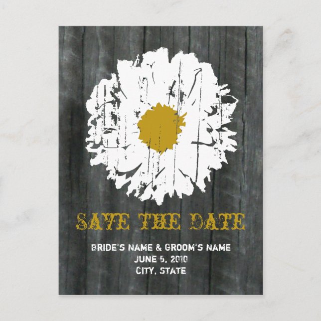Save the Date Postcard - Barnwood Daisy Ankündigungspostkarte (Vorderseite)