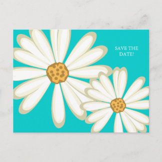 Save the Date Postcard Daisy Wedding White Ankündigungspostkarte