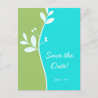 Save the Date Postcard Lime Green Leaf Berries Ankündigungspostkarte