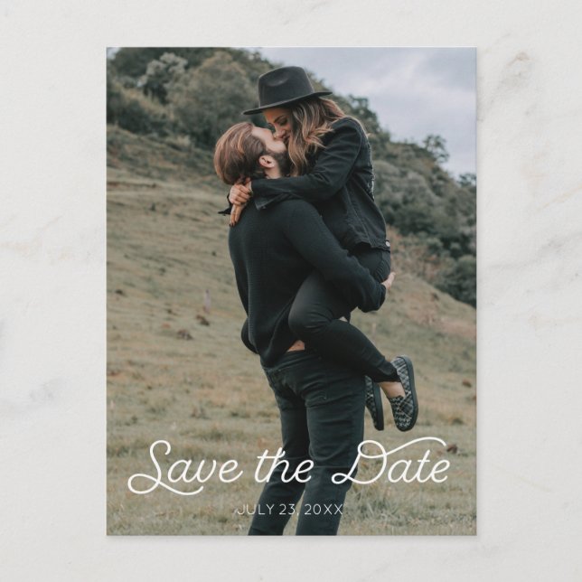 Save the Date Postcard - Modernes Drehbuch Postkarte (Vorderseite)
