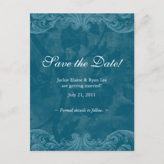 Save the Date Postcard Rose Antiquitäten Aquamarin Ankündigungspostkarte