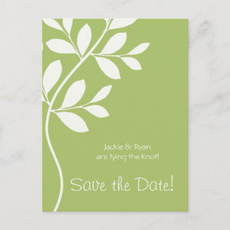 Save the Date Postcard Sage Green Leaf Zweigstelle Ankündigungspostkarte