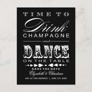 Save the Date Postkarte ||Champagne Theater Bill