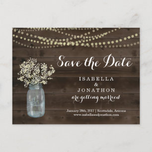 Save the Date Postkarte für rustikale Hochzeit