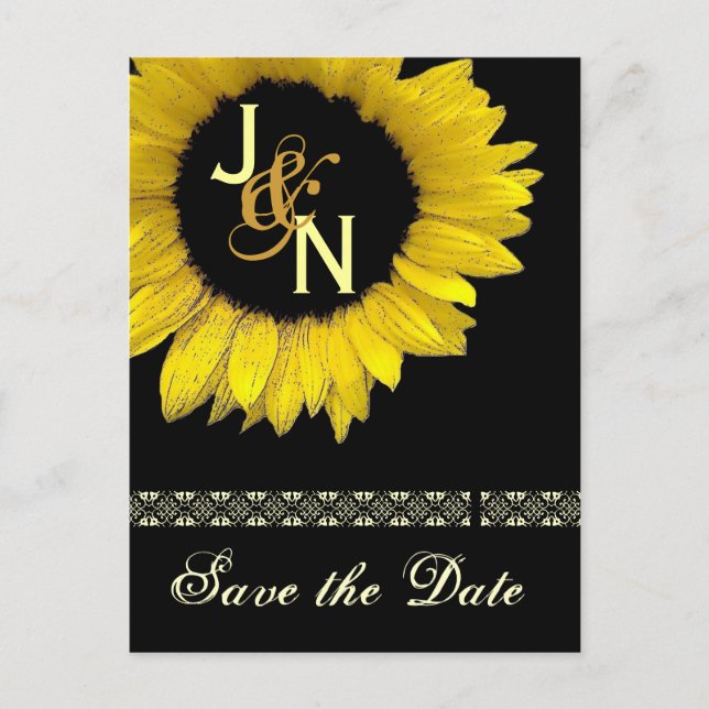 Save the Date Postkarte - Gelbe Sonnenblume (Vorderseite)