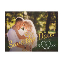 Save the Date Postkarte in Gelb und Grau