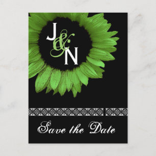Save the Date Postkarte - Kalkgrüne Sonnenblume