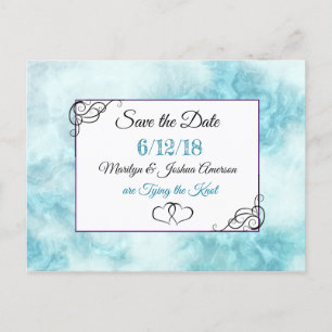 Save the Date Postkarte mit blauem Marmor