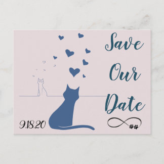 Save the Date Postkarte mit Katzen in Liebe