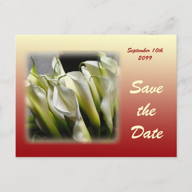 Save the Date Postkarte - White Calla Lilies (Vorderseite)