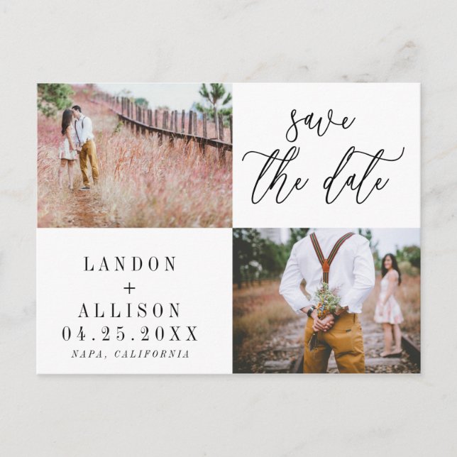 Save the Date Postkarte | Zwei Fotos (Vorderseite)