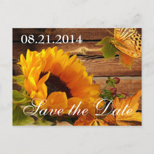 Save the Date Postkarten, Country Fall Sunflower Ankündigungspostkarte