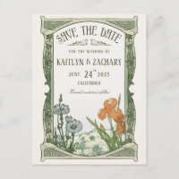 Save the Date Postkarten | Floral Art Nouveau