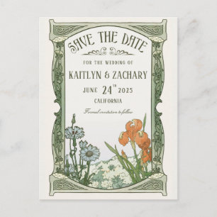 Save the Date Postkarten   Floral Art Nouveau