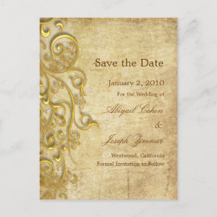 Save the Date Postkarten, ornamentale Schwünge Ankündigungspostkarte