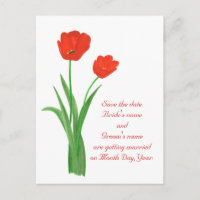 Save the Date Postkarten, Rote Tulpen