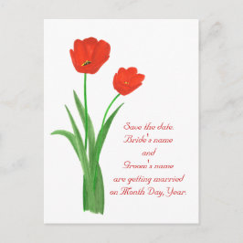 Save the Date Postkarten, Rote Tulpen Ankündigungspostkarte