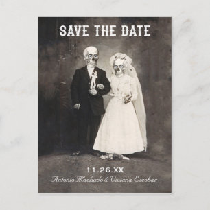 Save the Date Postkarten (Vintage Skeleton Paare)