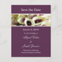 Save-the-Date-Postkarten, violette Calla-Lilien