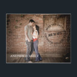 Save the Date Postmark Circle Foto Postkarte<br><div class="desc">Wie ein Poststempel auf einem Umschlag hat dieses Design das Aussehen einer Briefmarke auf der Vorderseite mit einem Wortkreis, der "Save the Date - wir heiraten" Staaten. Personalisiert mit Ihrem Hochzeitsdatum und Namen mit einem großen Foto mit dem lustigen Paar. Dieses Design ist eine großartige Alternative zu herkömmlichen oder formellen...</div>