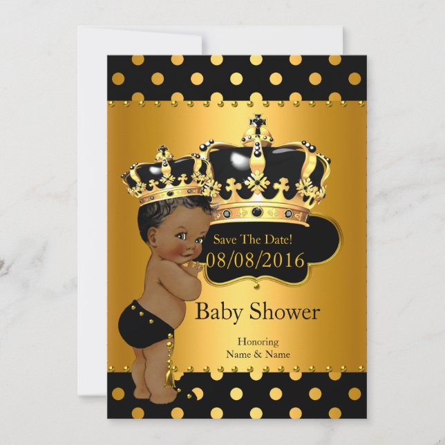 Save the Date Prince Baby Shower Ethnic (Vorderseite)