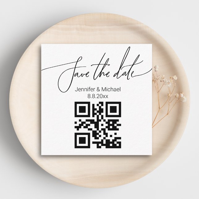 Save the Date, qr Code minimalistisch Hochzeitsmod Begleitkarte (Von Creator hochgeladen)