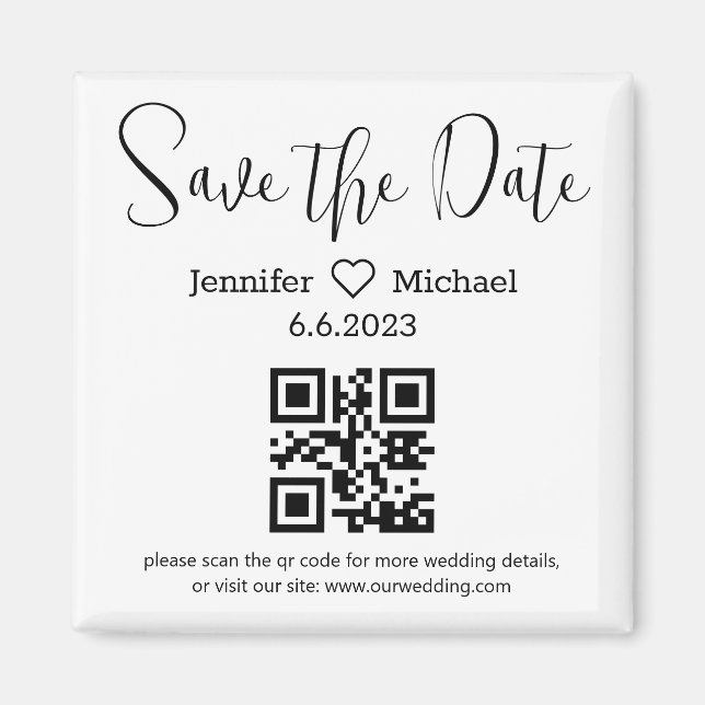 Save the Date qr-Code minimalistisch moderne Hochz Magnet (Vorne)