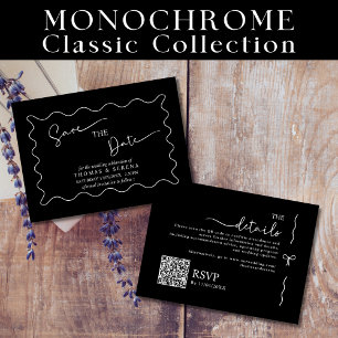 Save the Date QR-Code Schwarz-weiß Monochrome Mitteilungskarte