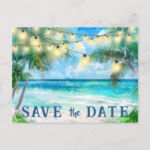 Save the Date QR Code Tropical Beach Ankündigung Postkarte