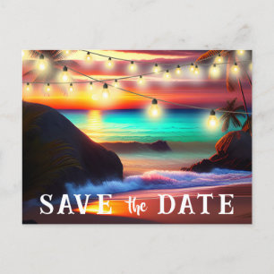 Save the Date QR Code Tropical Beach Ankündigung Postkarte
